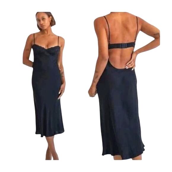 NWT $148 REVOLVE RUMORED slip dress Negroni Satin Bamboo print Midi M - Picture 1 of 10